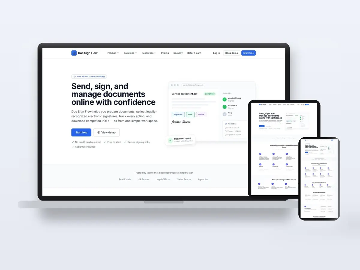 DocSignFlow - SaaS e-Signature Website website
