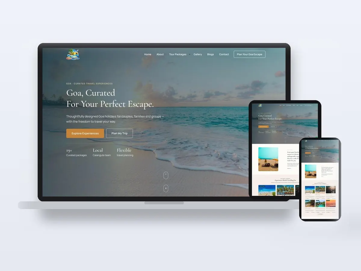 Goa Tours Package - Travel Agency Website website
