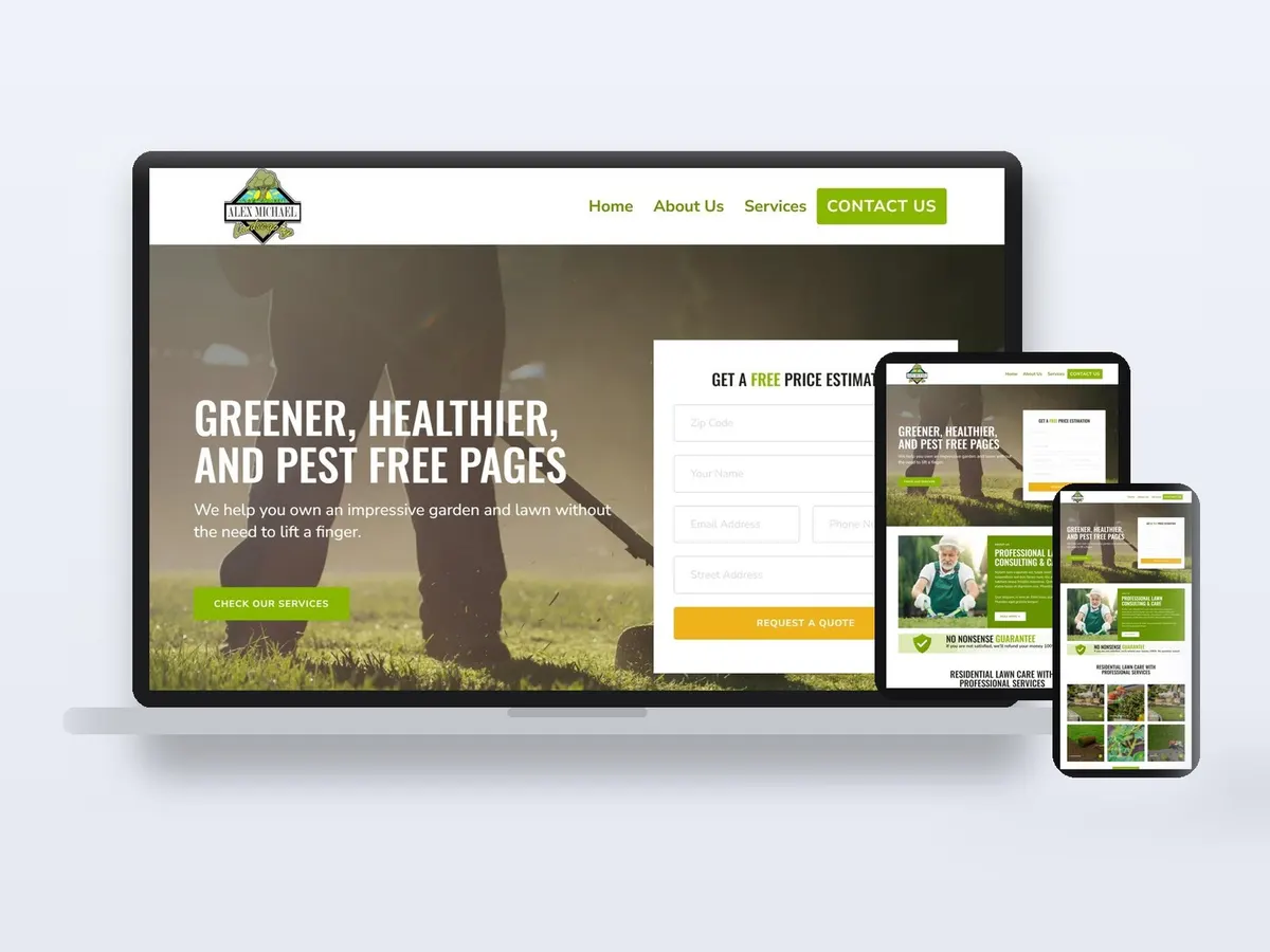 Lawn Care Website with Free Quote Form - Website website