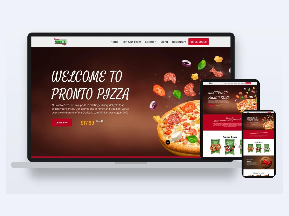 Pronto Pizza - Restaurant Website website
