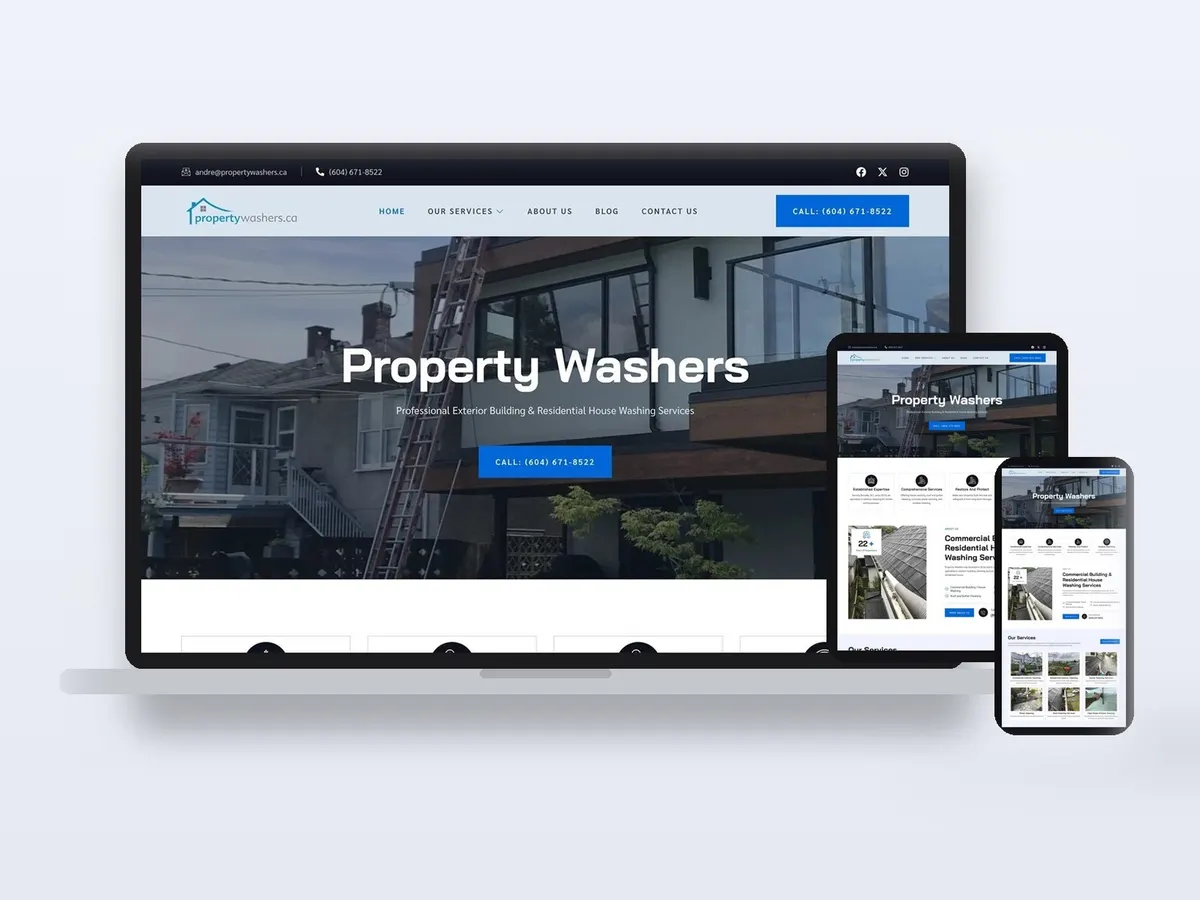 Website for Property Washers - Exterior Cleaning website